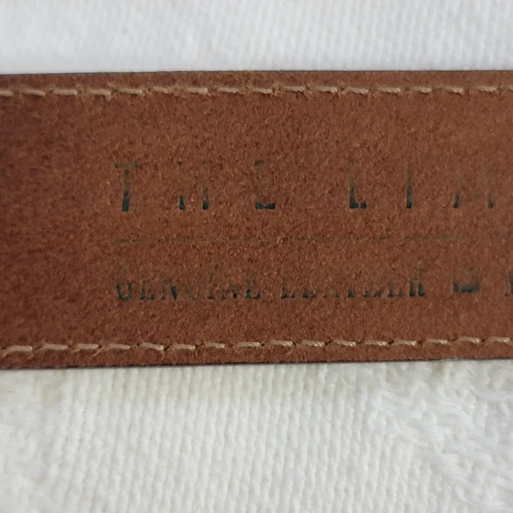 VTG The Limited Wide Brown Leather Belt Made in Italy Rainbow Embroidery Beads L